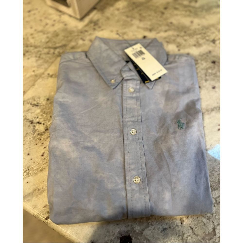 Ralph Lauren Blue Special Dye Button Down Dress Shirt sz XS NWT